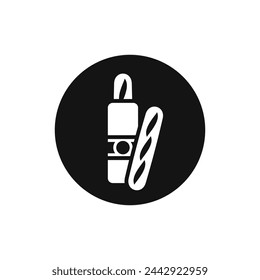 French baguette black and white vector icon