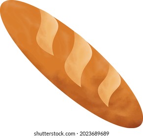 French baguette bread on white background.