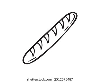 French baguette hand drawn outline doodle icon. Bread loaf isolated sketch. Vector illustration