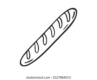 French baguette hand drawn outline doodle icon. Bread loaf isolated sketch. Vector illustration