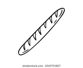 French baguette hand drawn outline doodle icon. Bread loaf isolated sketch. Vector illustration