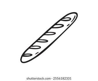 French baguette hand drawn outline doodle icon. Bread loaf isolated sketch. Vector illustration