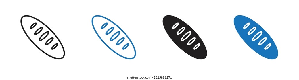 French baguette icon linear graphics set vector in black