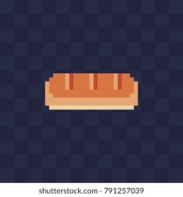 French baguette icon. Pixel art. Isolated vector illustration. 