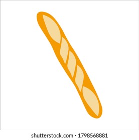 French baguette loaf, vector icon