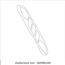 French baguette loaf, vector icon