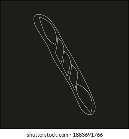 French baguette loaf, vector icon