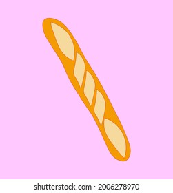 Pan de baguette francés, icono vector