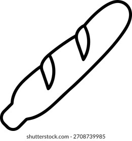 French baguette outline vector icon for bakery product
