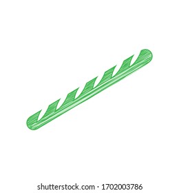 French baguette sign. Green scribble Icon with solid contour on white background. Illustration.