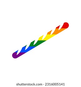 French baguette sign. Rainbow gay LGBT rights colored Icon at white Background. Illustration.