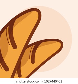 French baguettes cartoon close up