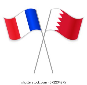 French and Bahraini crossed flags. France combined with Bahrain isolated on white. Language learning, international business or travel concept.