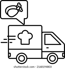 French Bakery on Wheels vector line icon design, Retail Food delivery service symbol, Touch less Meal Courier Sign, Grocery pickup stock illustration, Mobile Catering Services Concept,