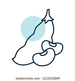 French bean isolated design vector icon. Vegetable sign. Graph symbol for food and drinks web site, apps design, mobile apps and print media, logo, UI
