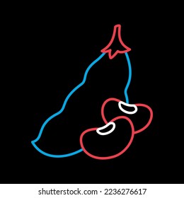 French bean isolated design vector on black background icon. Vegetable sign. Graph symbol for food and drinks web site, apps design, mobile apps and print media, logo, UI