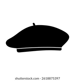 French beret hat silhouette icon vector flat design on white background.