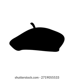  Diseño de ilustración plana de Vector de silueta de sombrero de boina francés.