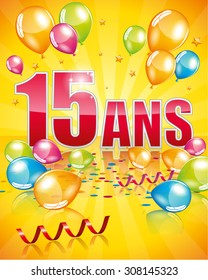 French birthday card 15 years