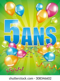 French birthday card 5 years