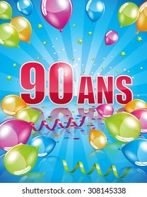 French birthday card 90 years