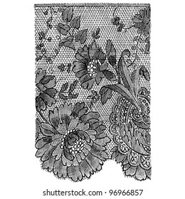 French black lace - vintage engraved illustration - "Decor par la plante" by Alfred Keller - Ed.Ernest Flammarion - 1904 Paris