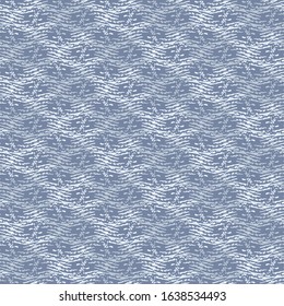 French blu linen vector broken wave stripe texture seamless pattern. Brush stroke grunge abstract background. Country farmhouse style textile. Irregular distressed wavy striped mark all over print.
