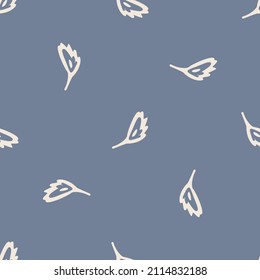 French blue botanical leaf linen seamless pattern with 2 tone country cottage style motif. Simple vintage rustic fabric textile effect. Primitive modern shabby chic kitchen cloth design.