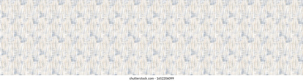 French blue damask shabby chic stripe linen vector texture border background. Stripedhand drawn banner seamless pattern. Hand drawn wonky interior home decor ribbon. Classic rustic farmhouse style .