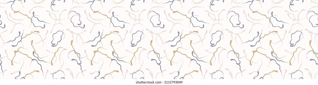 French blue doodle motif linen seamless pattern. Tonal country cottage style abstract scribble motif background. Simple vintage rustic fabric textile effect. Primitive drawing shabby chic cloth.