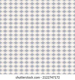 French blue geometric linen seamless pattern. Tonal farmhouse cottage style abstract grid background. Simple vintage rustic fabric textile effect. Primitive modern shabby chic kitchen cloth design.