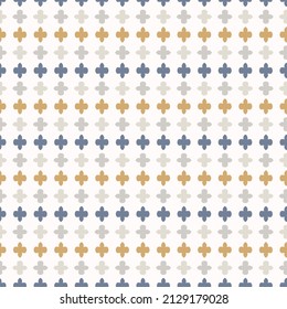 French blue geometric linen seamless pattern. Tonal farmhouse cottage style abstract grid background. Simple vintage rustic fabric textile effect. Primitive modern shabby chic kitchen cloth design.