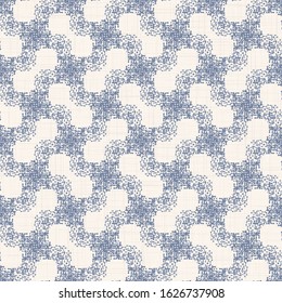 French blue linen vector broken wave stripe texture seamless pattern. Rough brushstroke grunge abstract background. Country farmhouse style textile. Irregular distressed wavy diagonal allover print