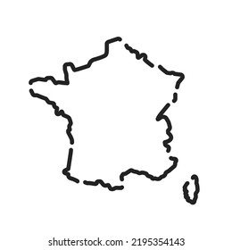 french border icon like thin line france map. stroke art trend simple travel logotype graphic lineart design web element isolated on white background. concept of minimal modern borderline badge