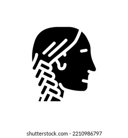 french braid hairstyle female glyph icon vector. french braid hairstyle female sign. isolated symbol illustration