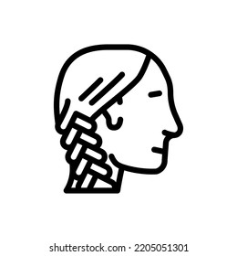 french braid hairstyle female line icon vector. french braid hairstyle female sign. isolated contour symbol black illustration