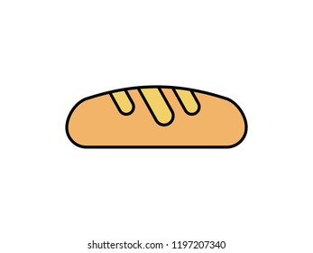 French bread, baguette, baton. vector icon