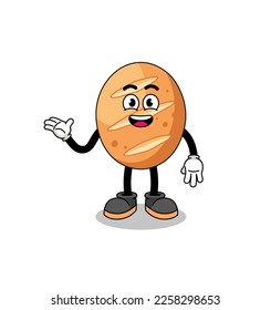 french bread cartoon with welcome pose , character design