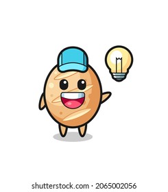 french bread character cartoon getting the idea , cute design