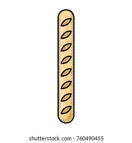 french bread in colored crayon silhouette