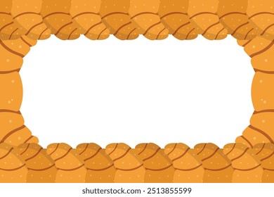 French bread croissant border banner. Bakery shop frame. French bun Croissant food border poster