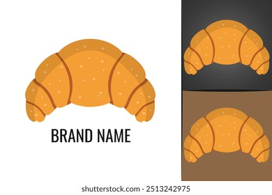 French bread croissant logo. Bakery shop logotype. French bun Croissant food logo