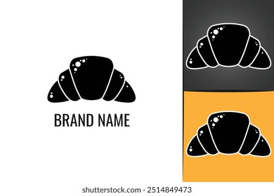 Logotipo de croissant de pan francés. Logotipo de la panadería. Logo de pan francés Croissant food