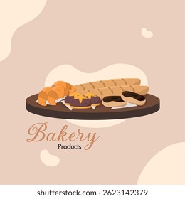 French bread and donuts. Vector illustration
