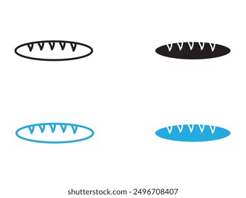 French bread icon black and white vector outline sign