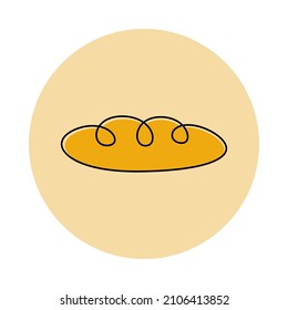 French Bread icon. Flat vector illustration of bread baguette. 
