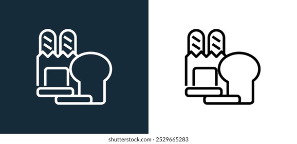 french bread icon isolated on white and black colors. french bread outline linear vector icon from bakery collection for mobile apps, web and ui.