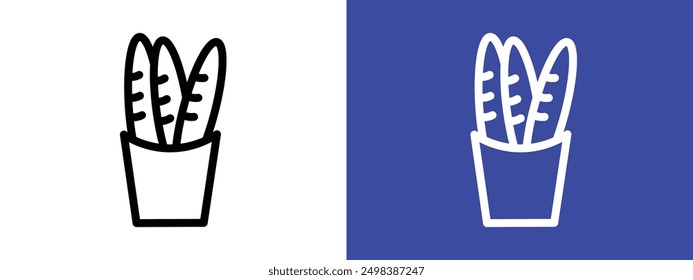 French bread icon logo sign set vector outline