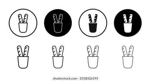 French bread icon logo sign set vector outline