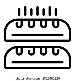 French bread icon outline vector. Baguette loaf. Breakfast bun